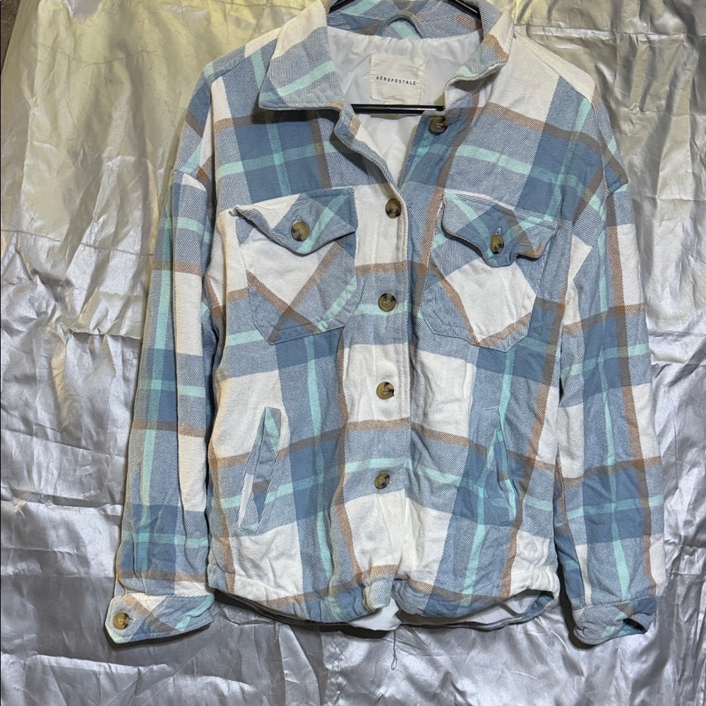 Aeropostale Blue and White Plaid Jacket